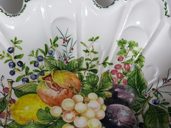 Ceramiche Barettoni Nove - COPPA CENTROTAVOLA IN CERAMICA FATTA E DECORATA A MANO CON FRUTTA