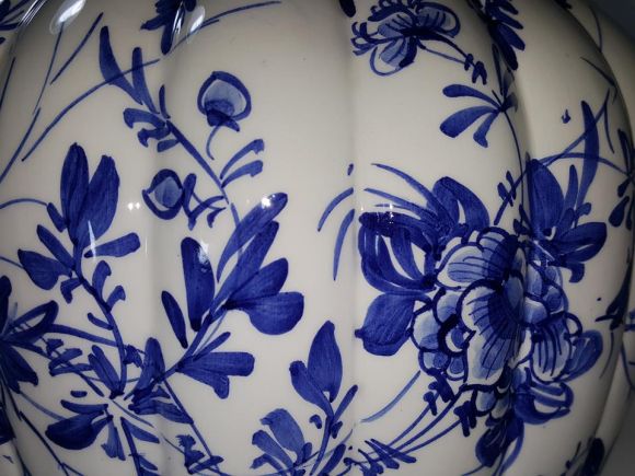 Ceramiche Barettoni Nove - VASO IN CERAMICA DECORATO A MANO DELFT BLU PEZZO UNICO