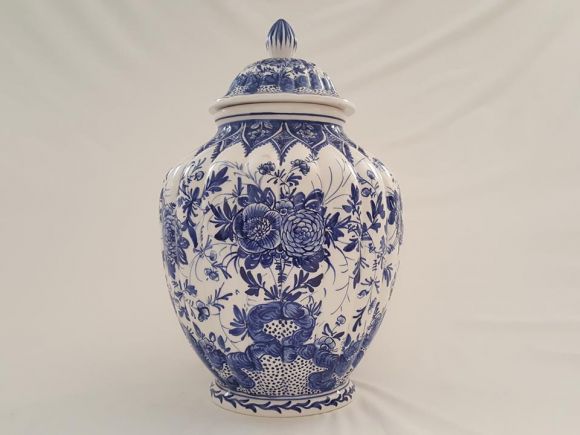 Ceramiche Barettoni Nove - VASO IN CERAMICA DECORATO A MANO DELFT BLU PEZZO UNICO